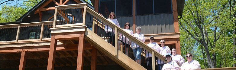 Margie and friends on the deck of the Muskoka lakefront cottage